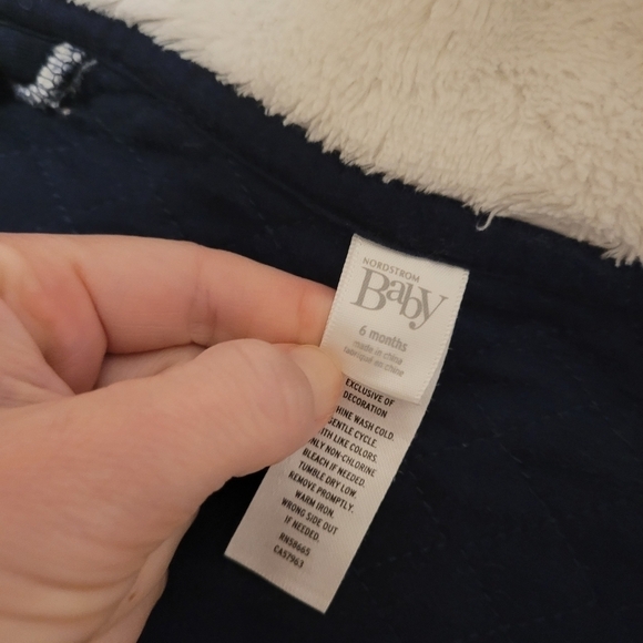Nordstrom Baby Bunting Quilted Navy Striped Snow Winter Suit Size 6 Mont… - Picture 3 of 5